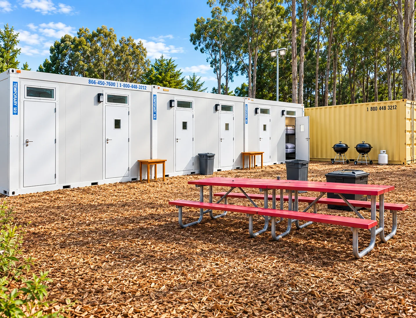 Portable contractor accommodation unit placed at a basecamp