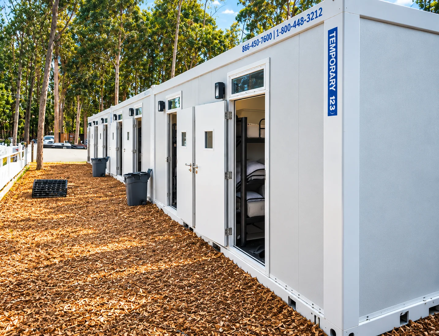 Exterior side view of a 20-foot contractor accommodation unit
