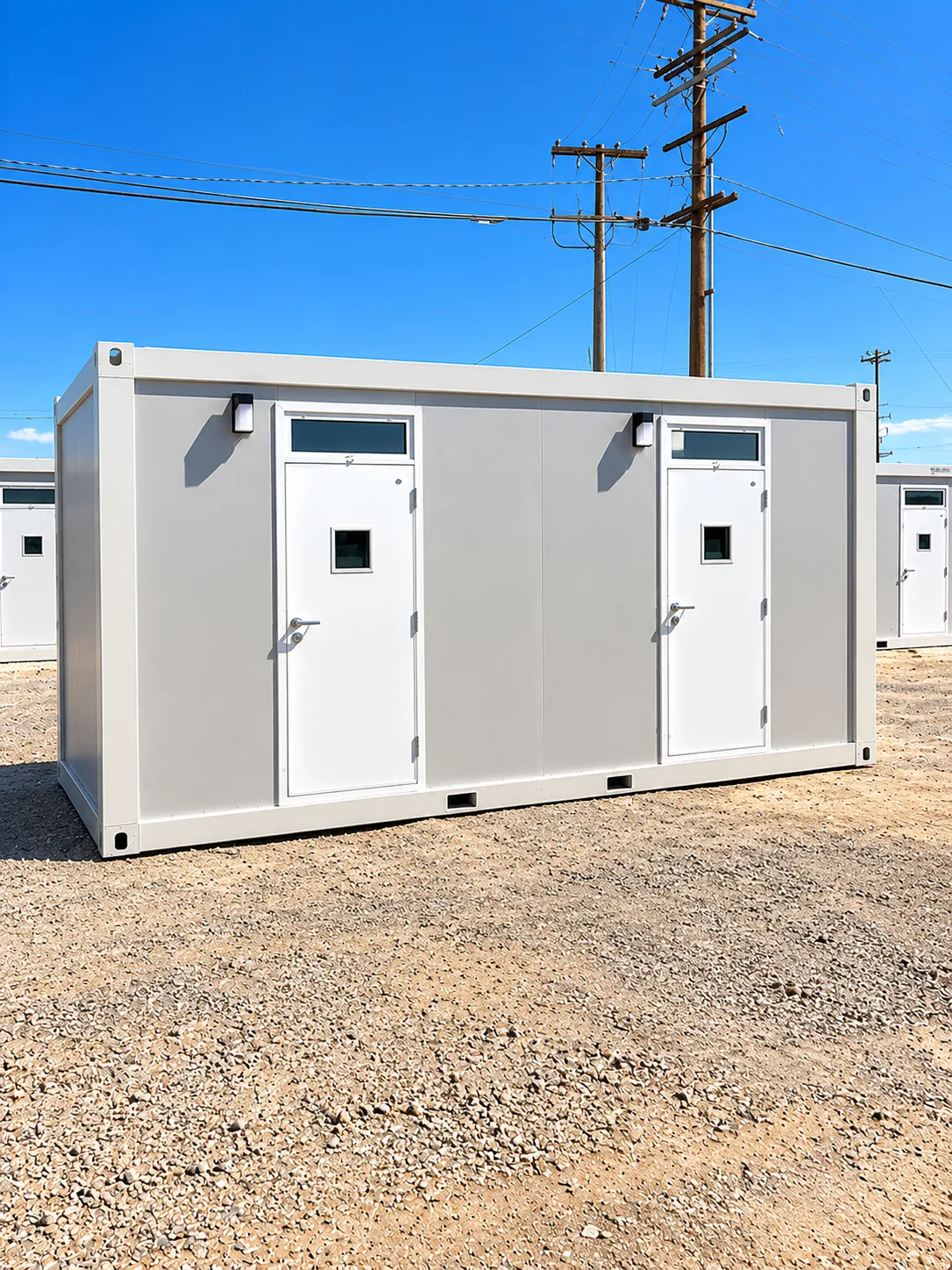 Front exterior view of a shared sleeper trailer