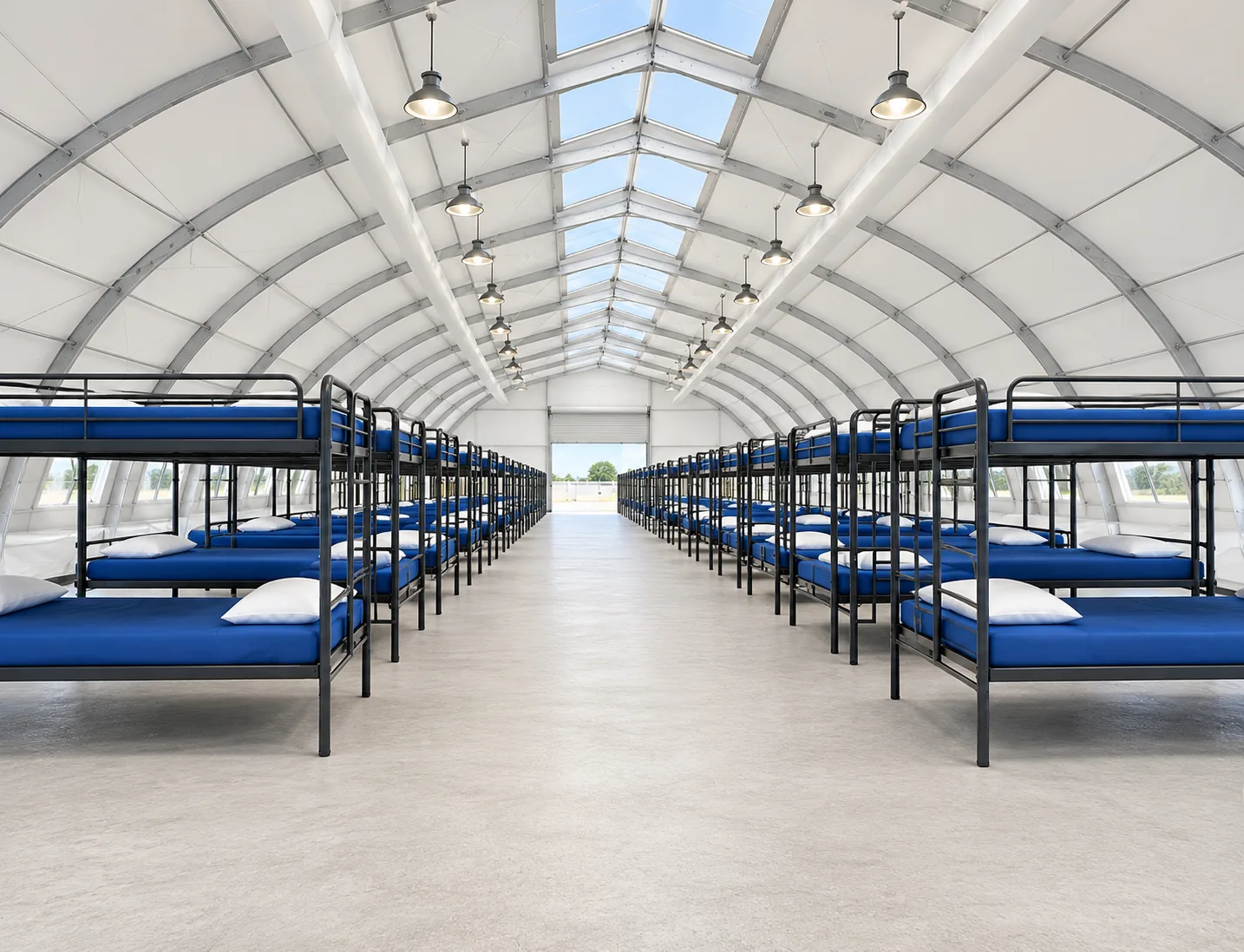 Temporary workforce sleeping facility bunk-bed interior